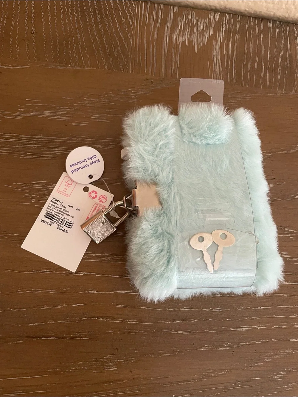 Claire's Mint Mini Fuzzy Unicorn Lock Notebook with Pink and Silver Accents